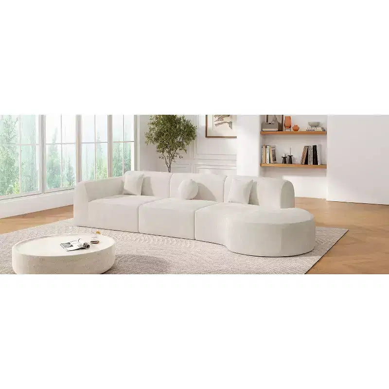 Nowoczesna narożna sofa z szezlongiem, 140 cali, zestaw 3-częściowy, do salonu