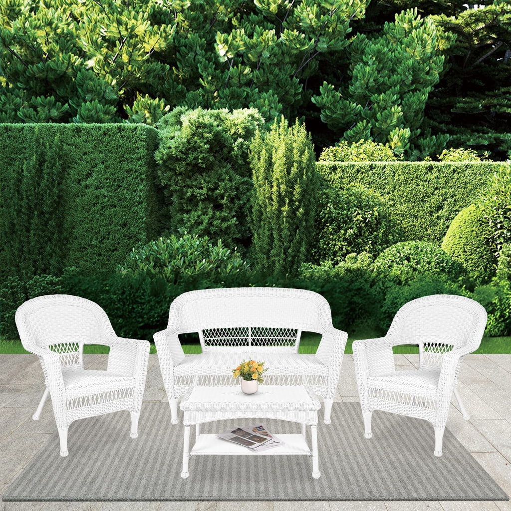 Set da conversazione da patio in vimini, 4 pezzi