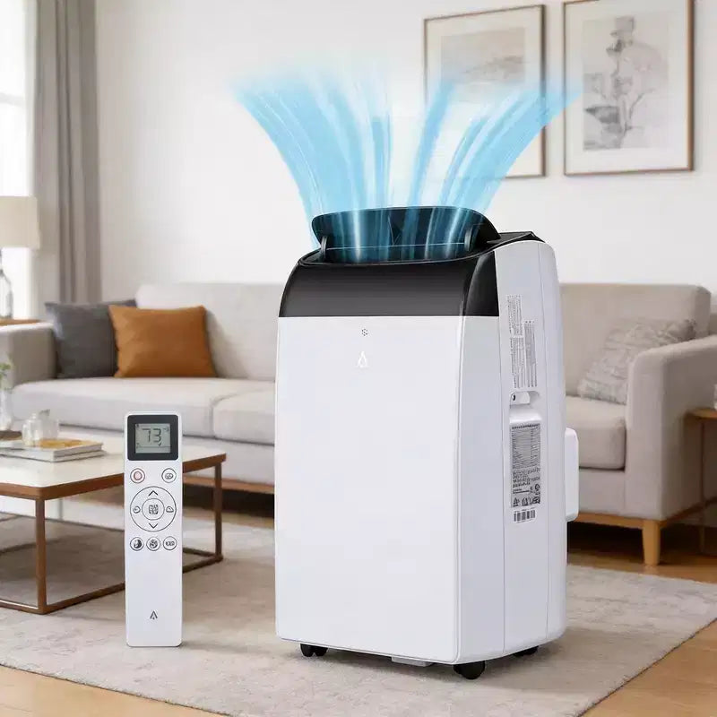 Condizionatore GustoWave da 14000 BTU con telecomando, unità portatile per ambienti fino a 750 piedi quadrati, bianco/nero