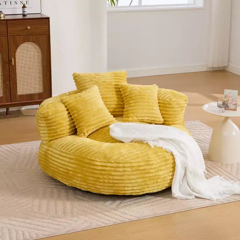 Bean Bag Sofa for Adults Kids, Oversized Corduroy Bean Bag Chair with 3 Pillows & Armrest for Living Room Bedroom
