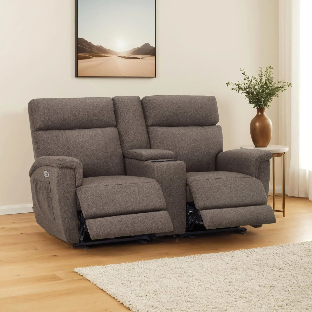 MCombo 60.2 Power Loveseat Recliner Sofa with Massage and Dual Heating, Adjustable Headrest, USB & Type C Port, Fabric