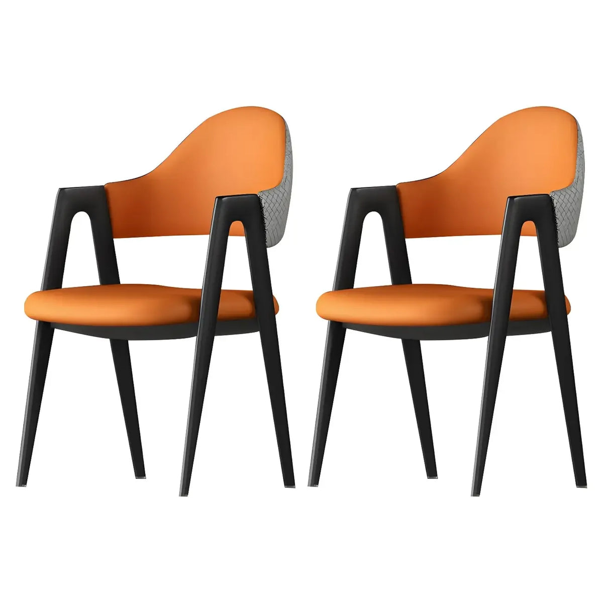 Chaise de salle à manger moderne en cuir, avec accoudoirs, dossier ouvert incurvé