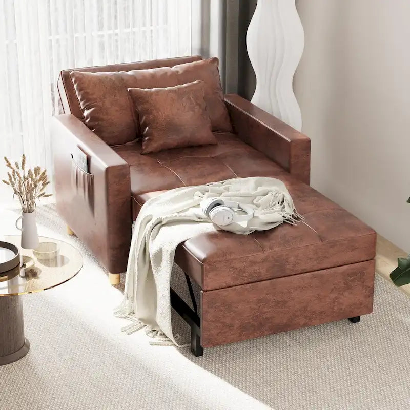 Poltrona letto regolabile, trasformabile 3-in-1, disponibile in più colori, per 1 persona