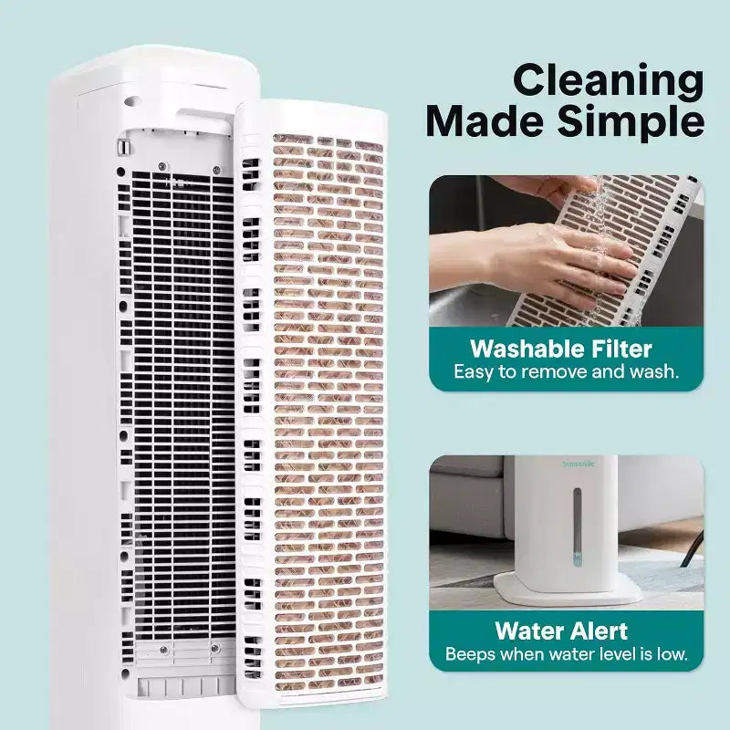 Rafraîchisseur d'air évaporatif portable SereneLife, réservoir d'eau amovible de 5 L - blanc