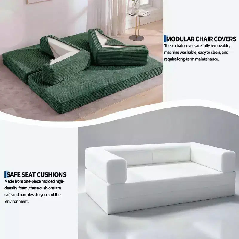 80.7 5-in-1 Convertible Sleeper Sofa Bed â€?Corduroy, 1200 lbs, No Assembly