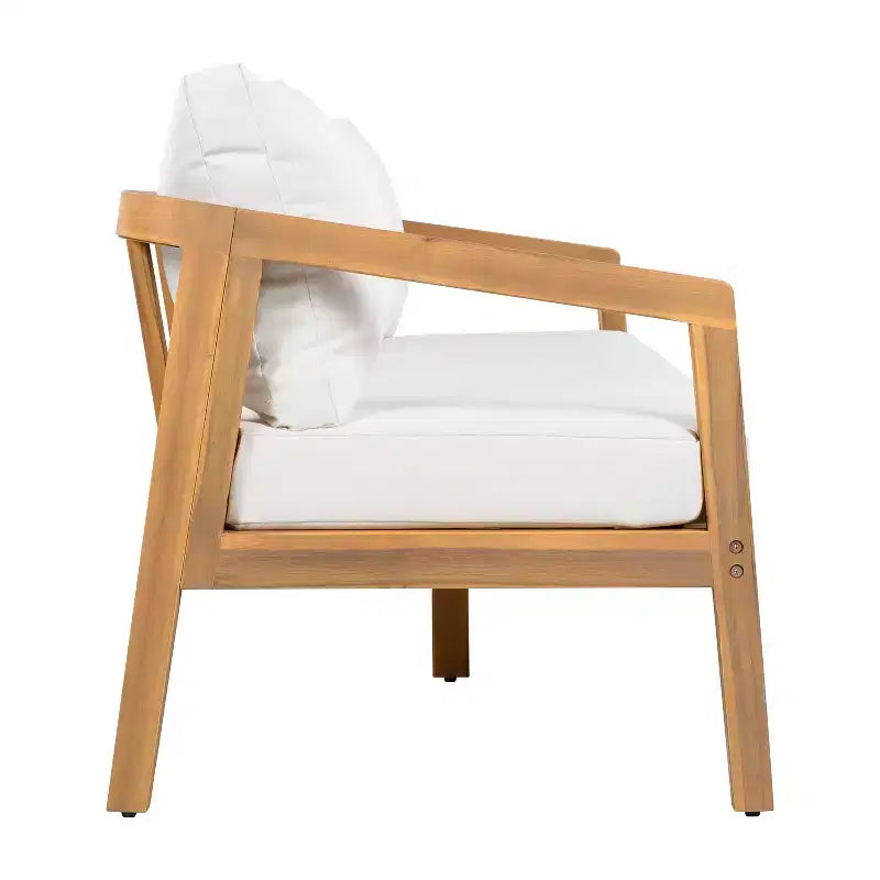 Ensemble de sièges d’extérieur moderne Christopher Knight Home Sunny 5 pièces en acacia, avec table rectangulaire à lattes et 7 places