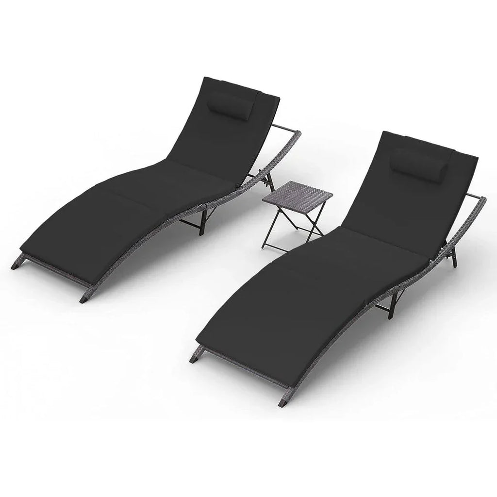 3-elementowy zestaw ogrodowych leżanek typu chaise longue Kullavik
