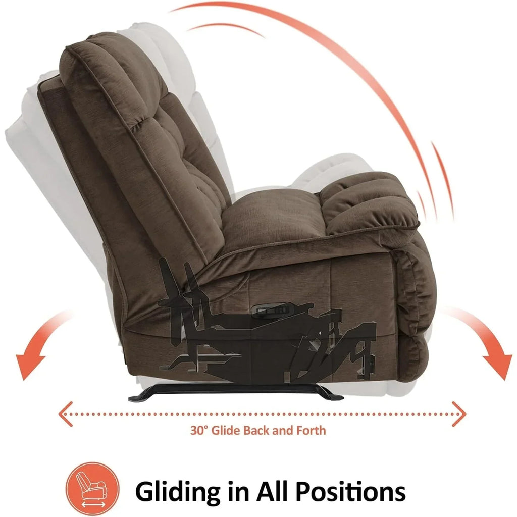 MCombo extra grote elektrische relaxfauteuil met twee motoren en zonder armleuningen, Zeroarms-relaxfauteuil, perfect voor de woonkamer, stoffen bekleding PR607