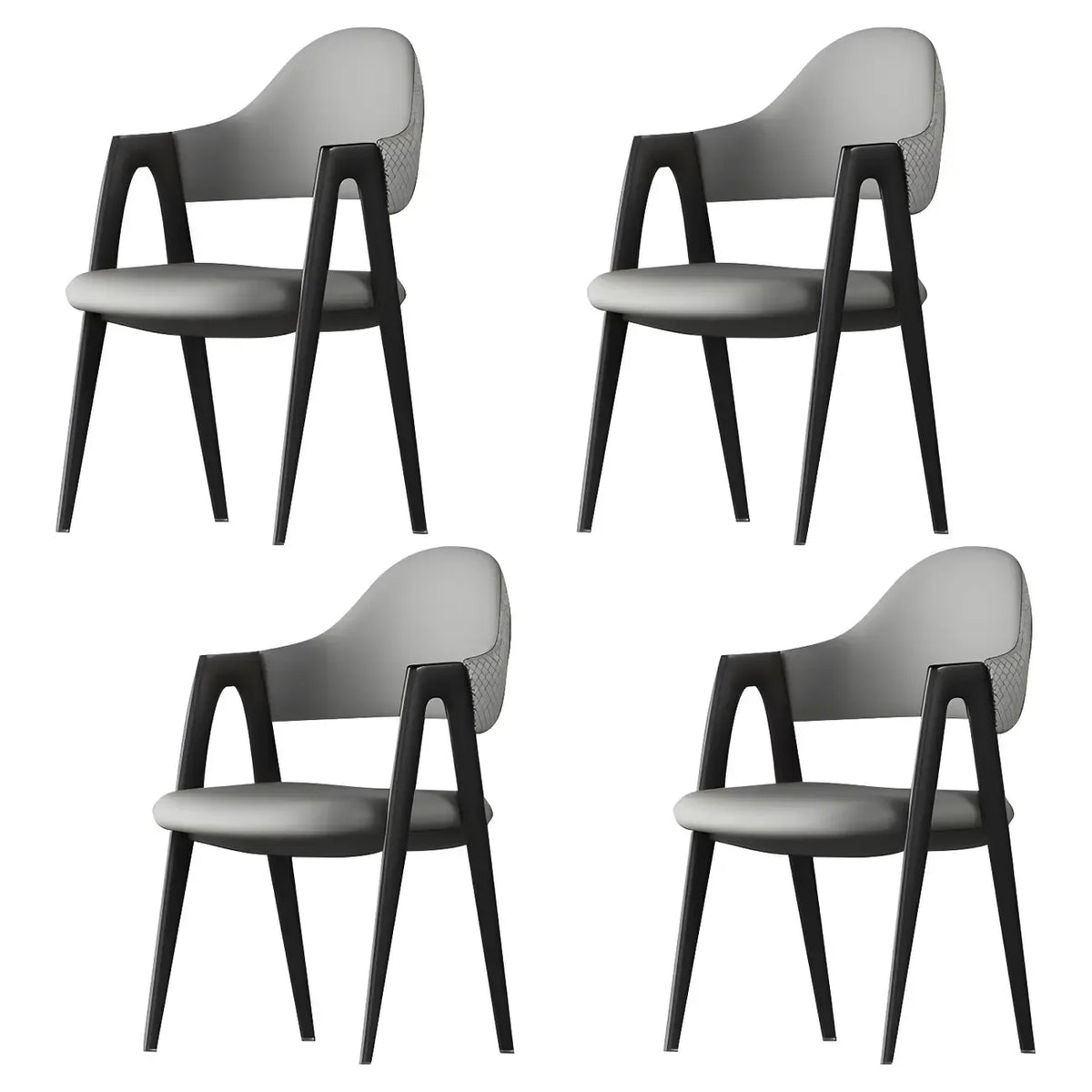 Chaise de salle à manger moderne en cuir, avec accoudoirs, dossier ouvert incurvé