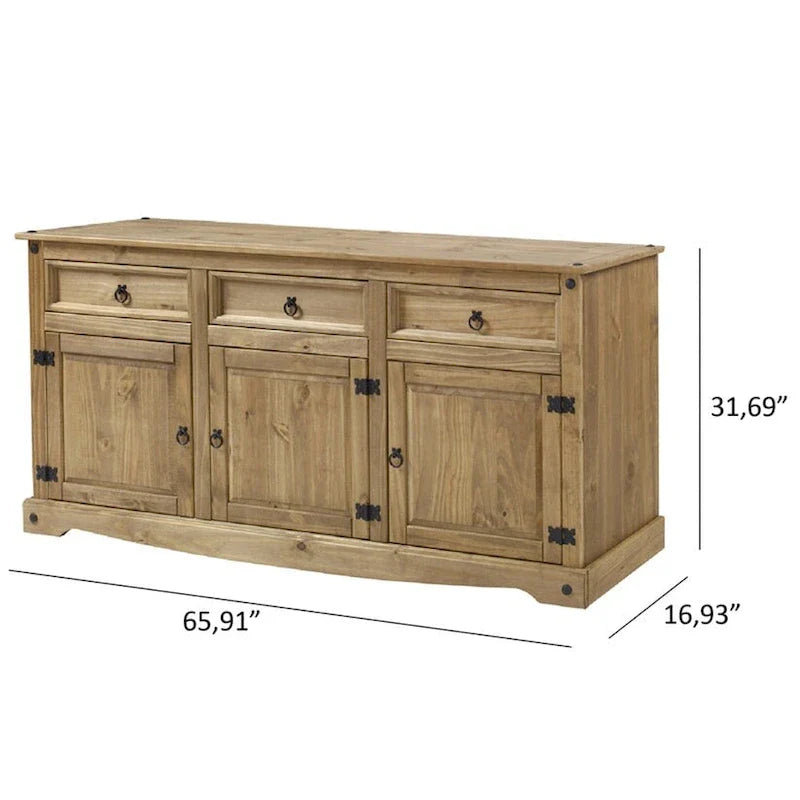 65 Zoll Holz-Buffet-Sideboard im Landhausstil – Corona-Kollektion