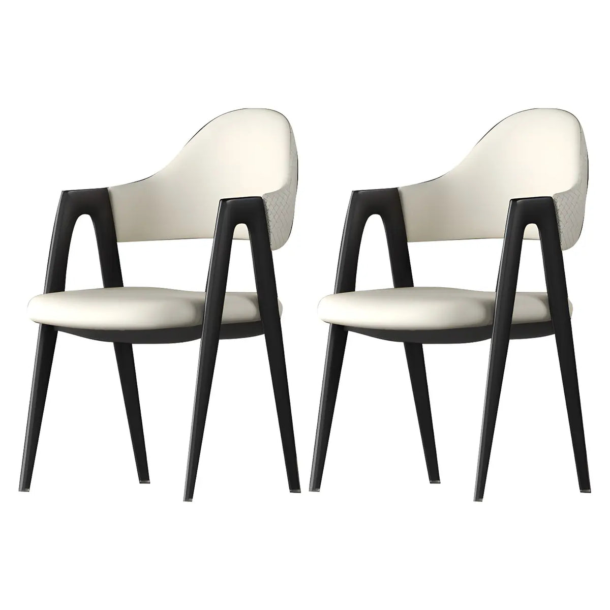 Chaise de salle à manger moderne en cuir, avec accoudoirs, dossier ouvert incurvé