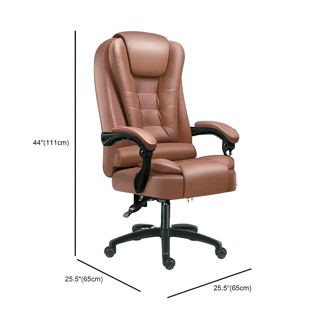 Ergonomické otočné kancelářské křeslo z černé kůže s podnožkou