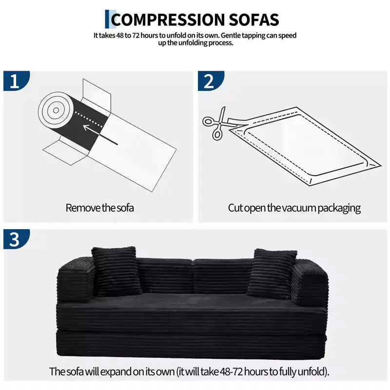 80.7 5-in-1 Convertible Sleeper Sofa Bed â€?Corduroy, 1200 lbs, No Assembly