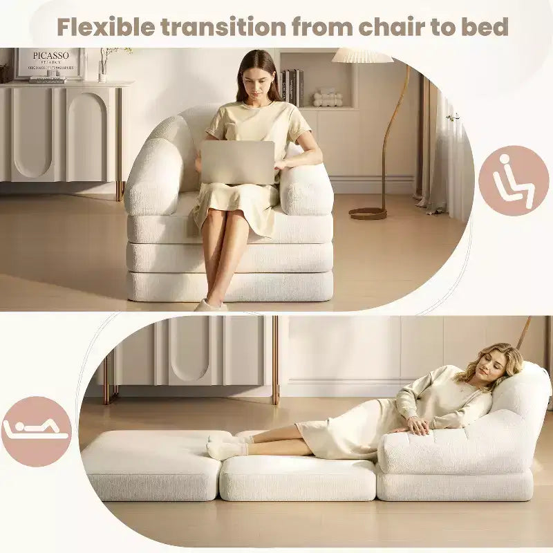 Składana sofa z funkcją łóżka 2 w 1 Yaheetech, składane krzesło z funkcją łóżka do salonu i sypialni