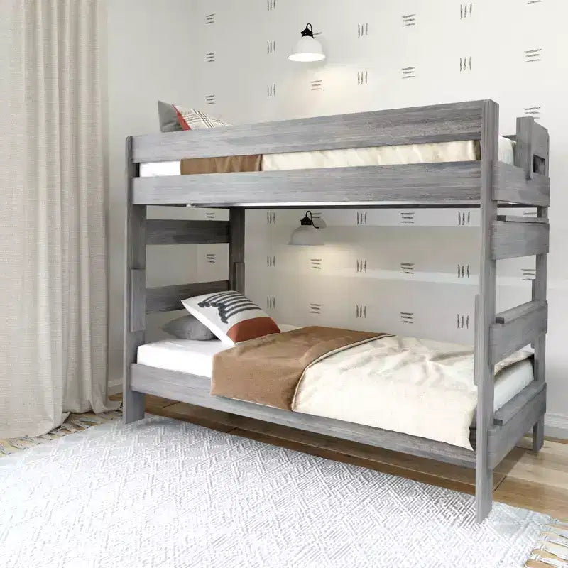 Plank+Beam Solid Wood Farmhouse Twin over Twin Bunk Bed for Adult