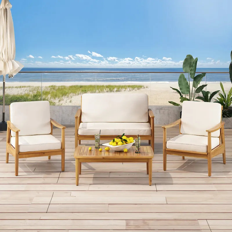 Willowbrook Outdoor-Sitzgruppe für 4 Personen aus Akazienholz von Christopher Knight Home