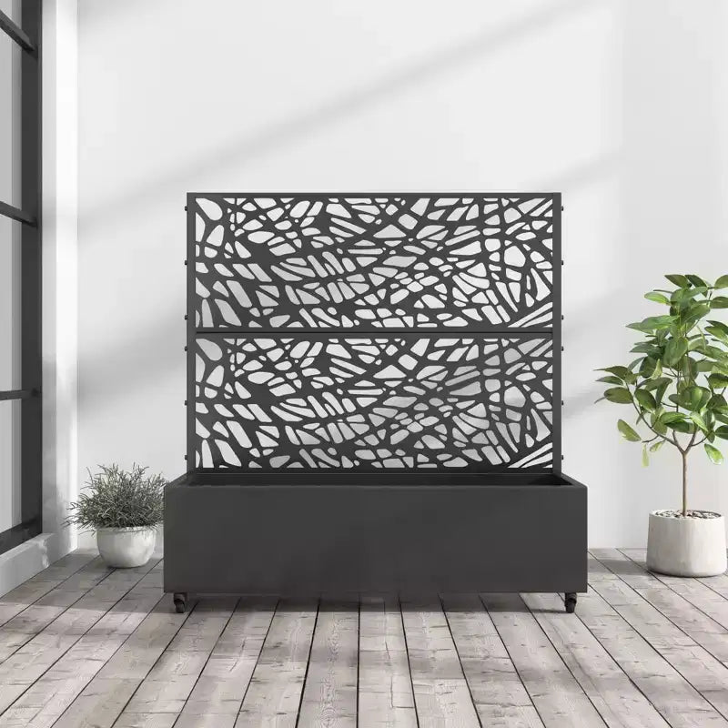 Jardinière MAYEERTY avec treillis, filet en fer noir, style 01, 72x47x16 po, ensemble de 3 pièces