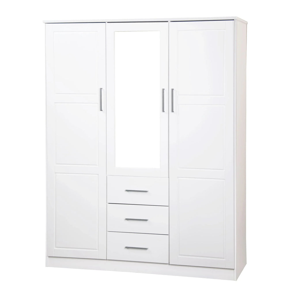 Guarda-roupa Cosmo Palace Imports com 3 portas, 100% madeira maciça, com portas de madeira maciça ou espelhadas