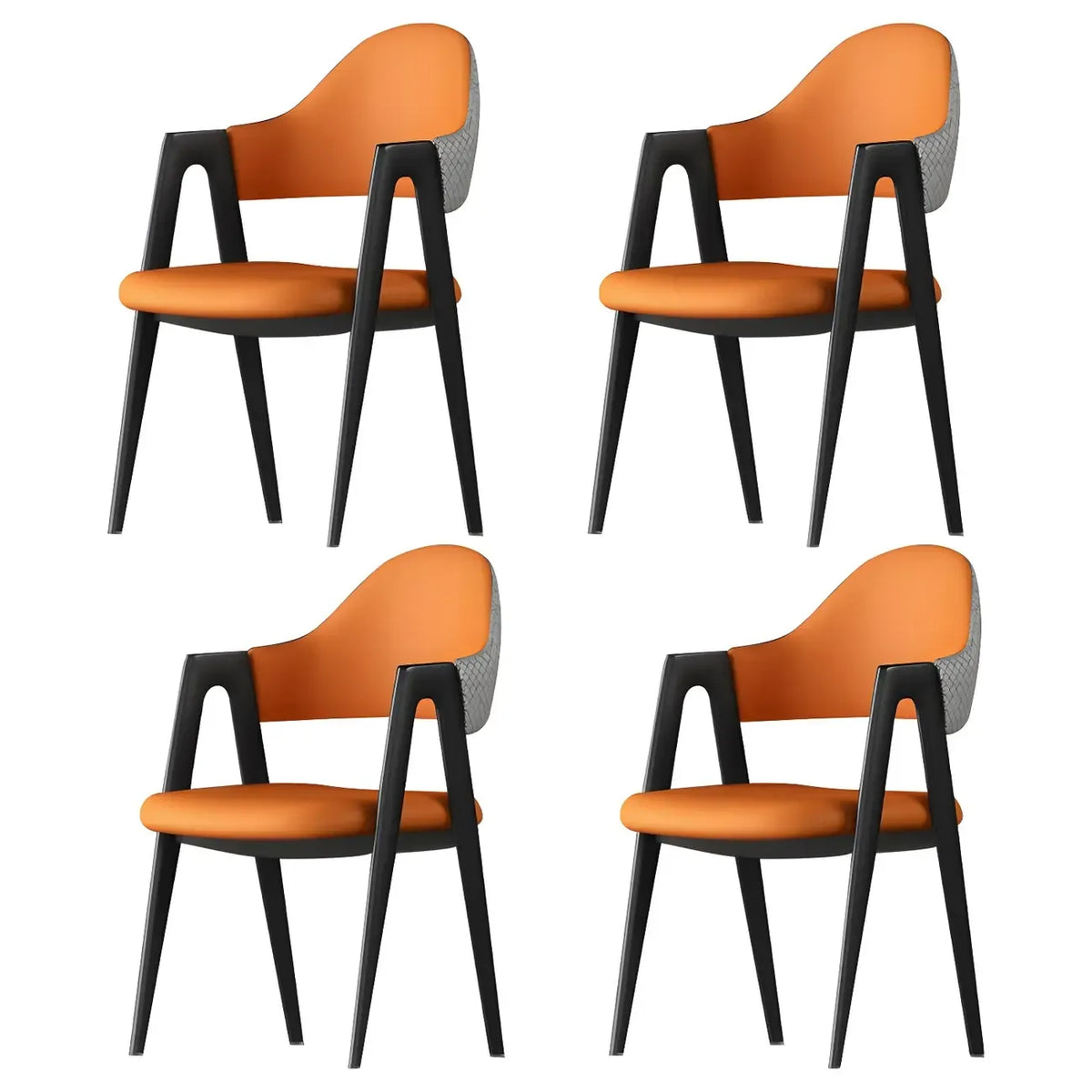 Chaise de salle à manger moderne en cuir, avec accoudoirs, dossier ouvert incurvé