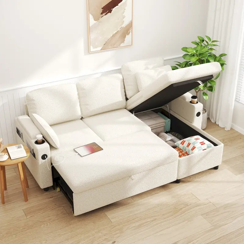 80 L-förmiges Schlafsofa, Schlafsofa mit ausziehbarem Bett, wendbares Schlafsofa