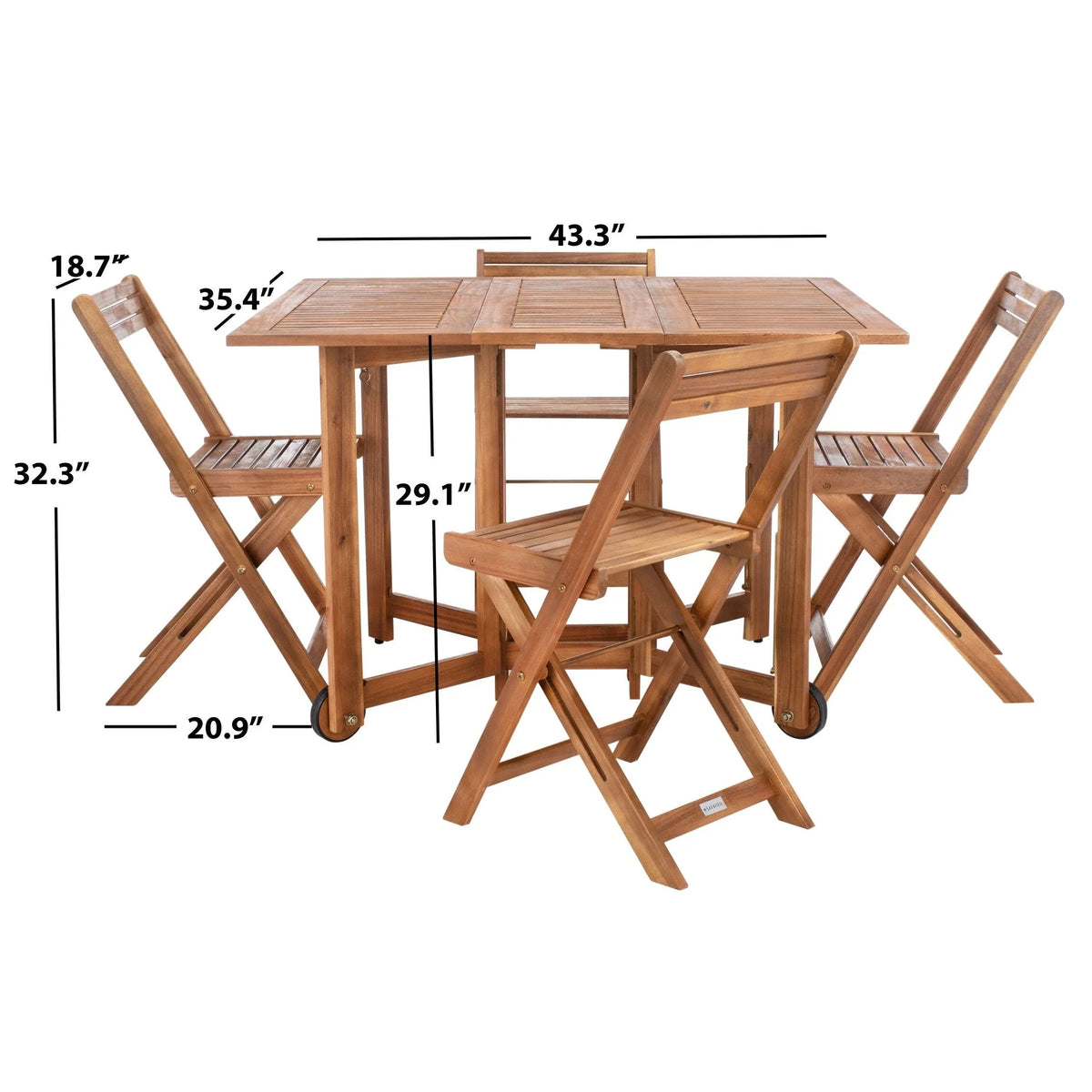 SAFAVIEH Outdoor Brandy 5-Piece Outdoor Dining Table Set - 43Wx35Dx29H