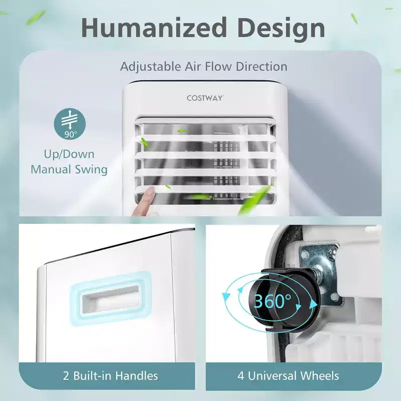 Costway tragbare Klimaanlage mit 8000 BTU, 3-in-1-Luftkühler mit Ventilator, Entfeuchtungs- und Schlafmodus