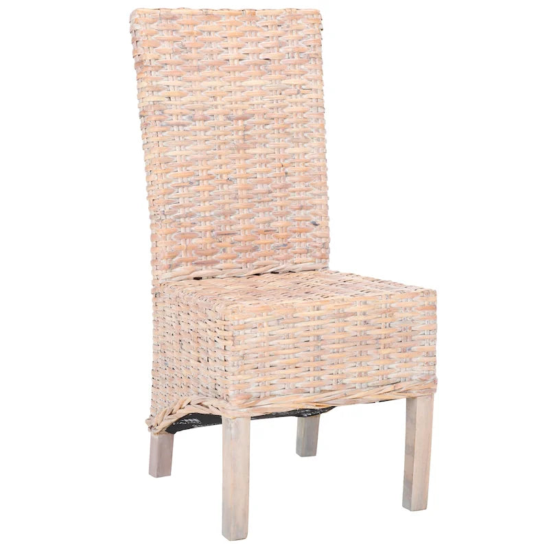 Ensemble de 2 chaises de salle à manger en osier naturel, 19 l x 22 p x 41 h, style bohème côtier