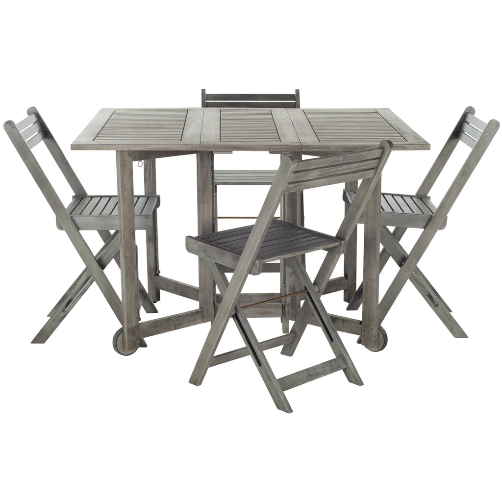 SAFAVIEH Outdoor Brandy 5-Piece Outdoor Dining Table Set - 43Wx35Dx29H