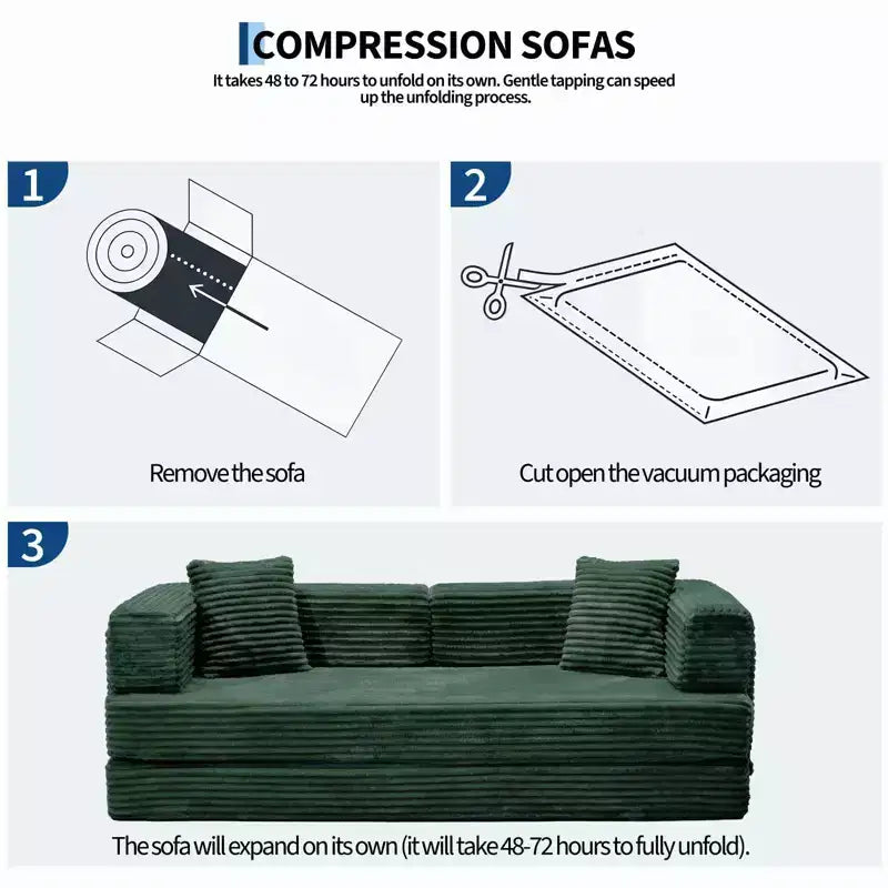 80.7 5-in-1 Convertible Sleeper Sofa Bed â€?Corduroy, 1200 lbs, No Assembly