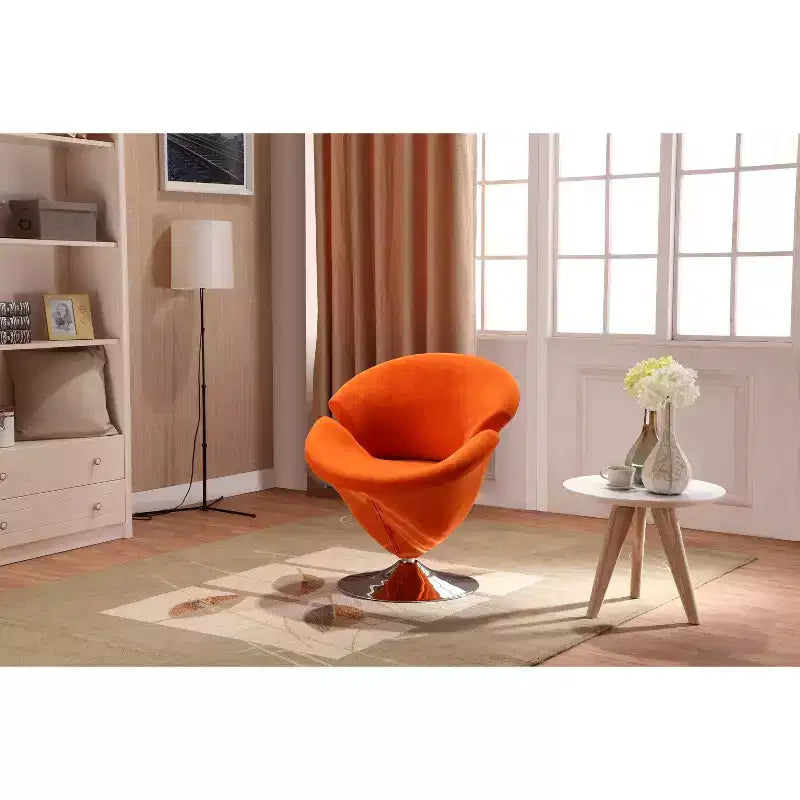 Manhattan Comfort Set mit 4 drehbaren Tulip-Akzentstühlen, Orange/Gelb: Samtbezug, keine Montage erforderlich