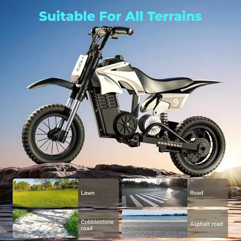 ECOLEAP K1 elektrisches Dirtbike für Kinder, 36 V, schnell mit 16 MPH, Reichweite von 14 Meilen, 700-W-Spitzenmotor, 3 Geschwindigkeitsstufen, 12 Offroad-Reifen, UL, für Kinder von 3–10 Jahren