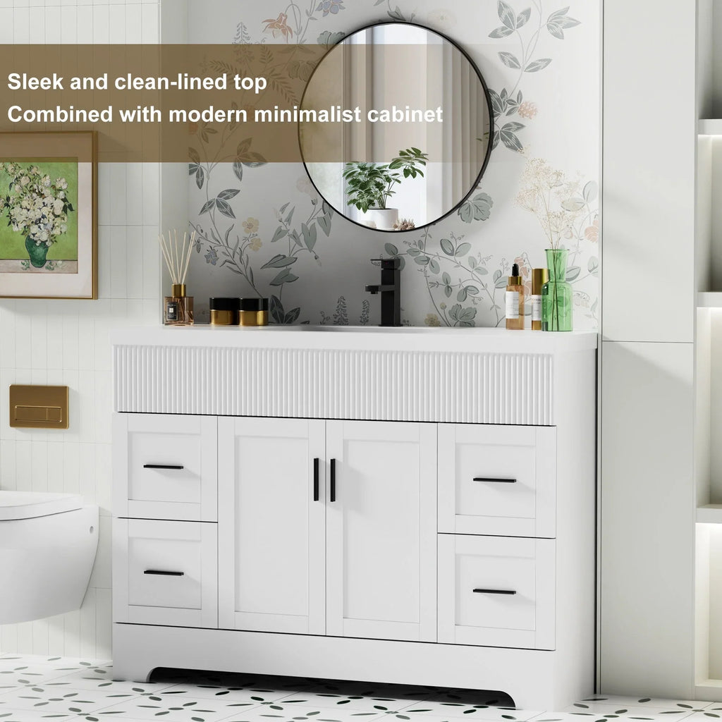 Conjunto de móvel de casa de banho Wavy Line 30/36/48 com lavatório e torneira