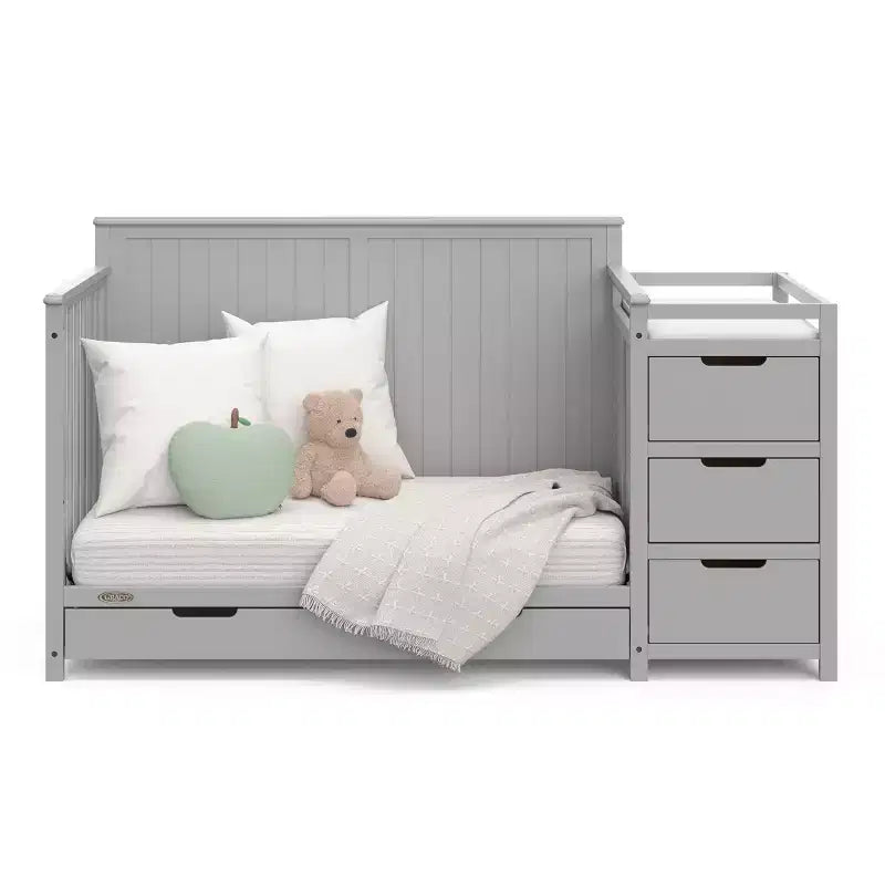 Lit bébé convertible 5-en-1 et table à langer avec tiroir