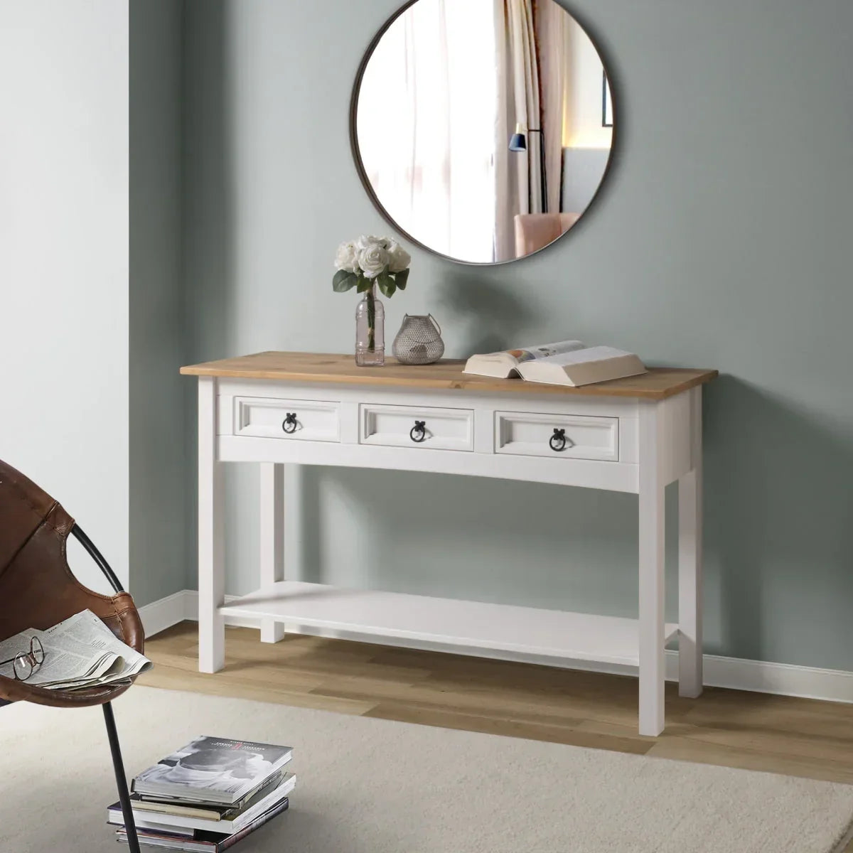 Console d’entrée en bois à 3 tiroirs Corona | Furniture Dash - N/A