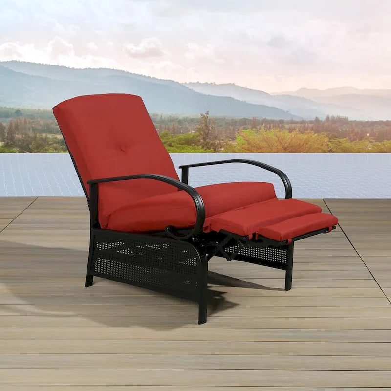 Poltrona reclinabile regolabile da giardino con cuscino - 38 (D) x 26.5 (W) x 38.5 (H) INCH