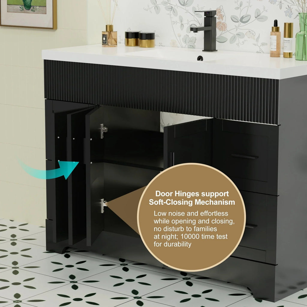 Conjunto de móvel de casa de banho Wavy Line 30/36/48 com lavatório e torneira