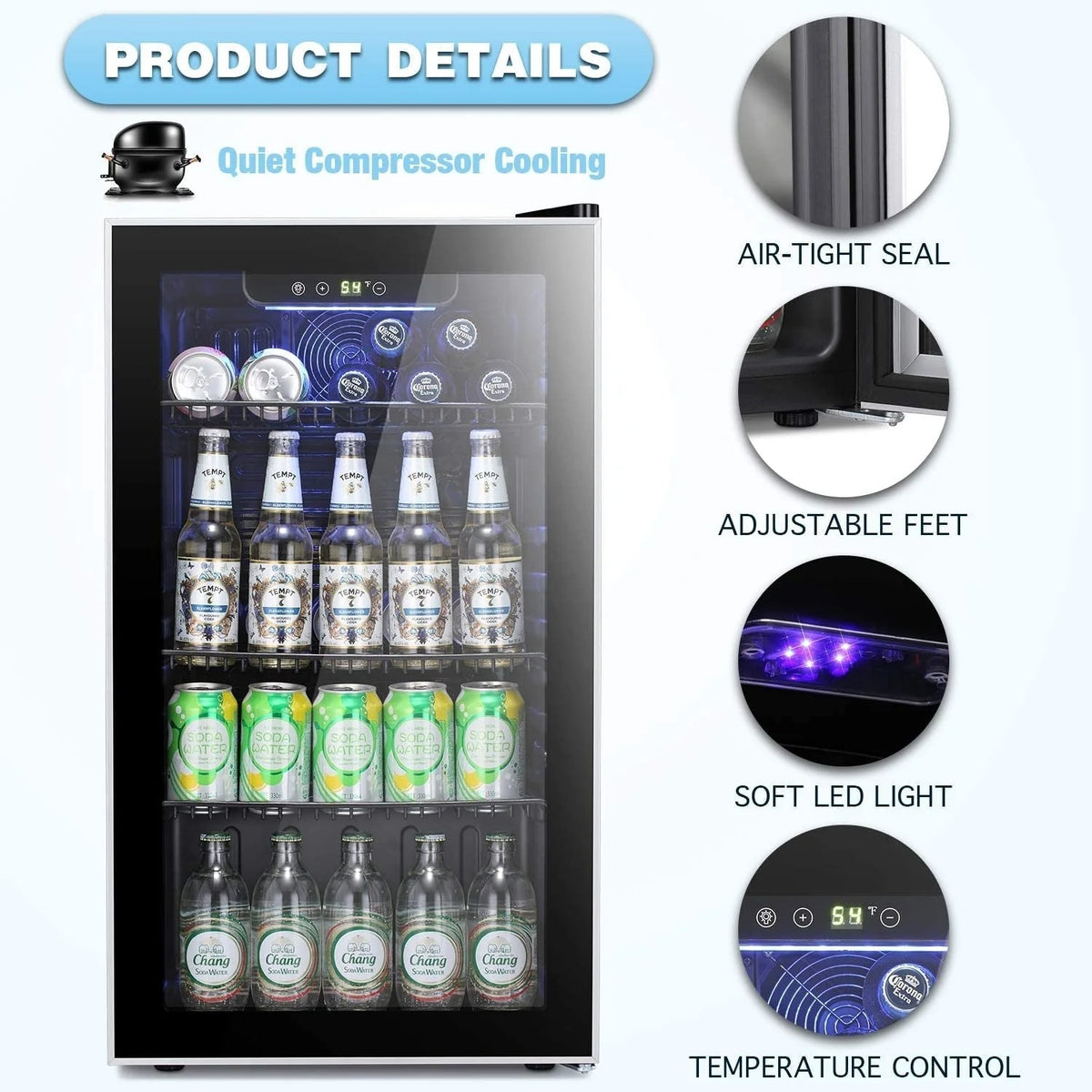 Frigorifero refrigeratore per bevande - mini frigorifero da 120 lattine con porta in vetro
