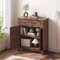 Rustikaler 80-cm-Stauraumschrank mit Lamellentüren, 3-fach höhenverstellbar, Doppeltürenschrank für Küche, Esszimmer und Homeoffice