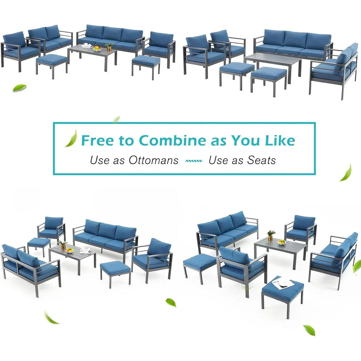 Ensemble de mobilier de terrasse en aluminium AECOJOY de 7 pièces, ensemble extérieur pour la conversation