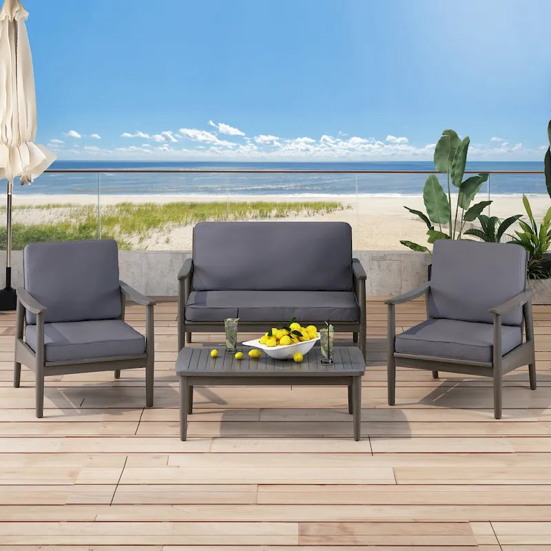 Willowbrook Outdoor-Sitzgruppe für 4 Personen aus Akazienholz von Christopher Knight Home