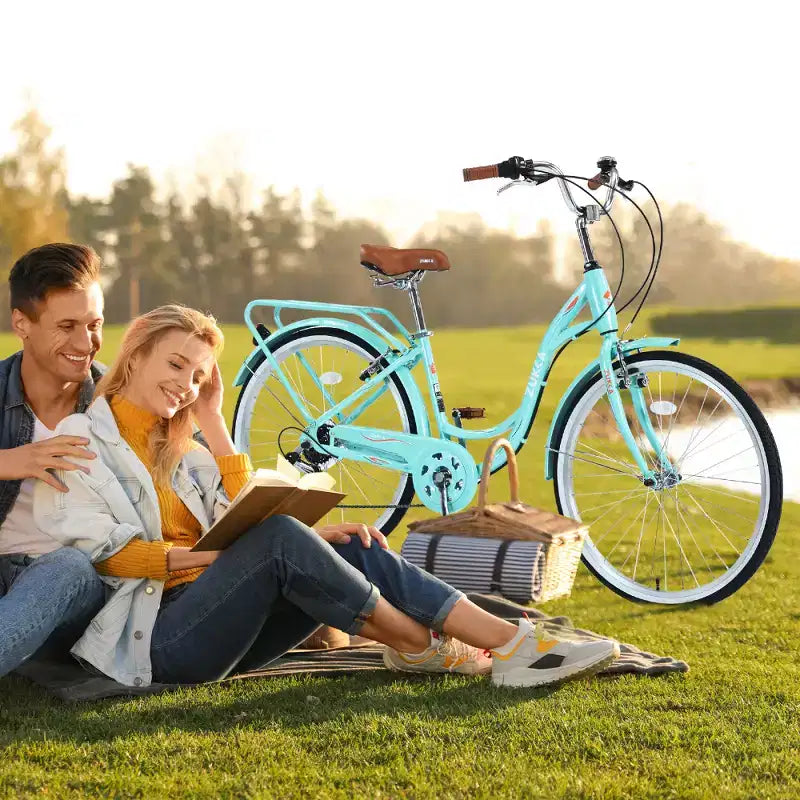 Bicicleta feminina Zeus & Ruta de 24-Inch com 7 velocidades e quadro de aço