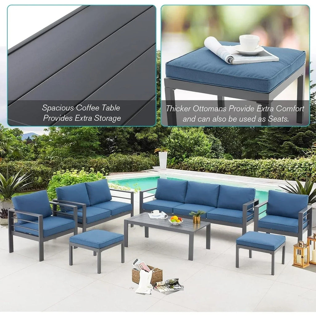 Ensemble de mobilier de terrasse en aluminium AECOJOY de 7 pièces, ensemble extérieur pour la conversation