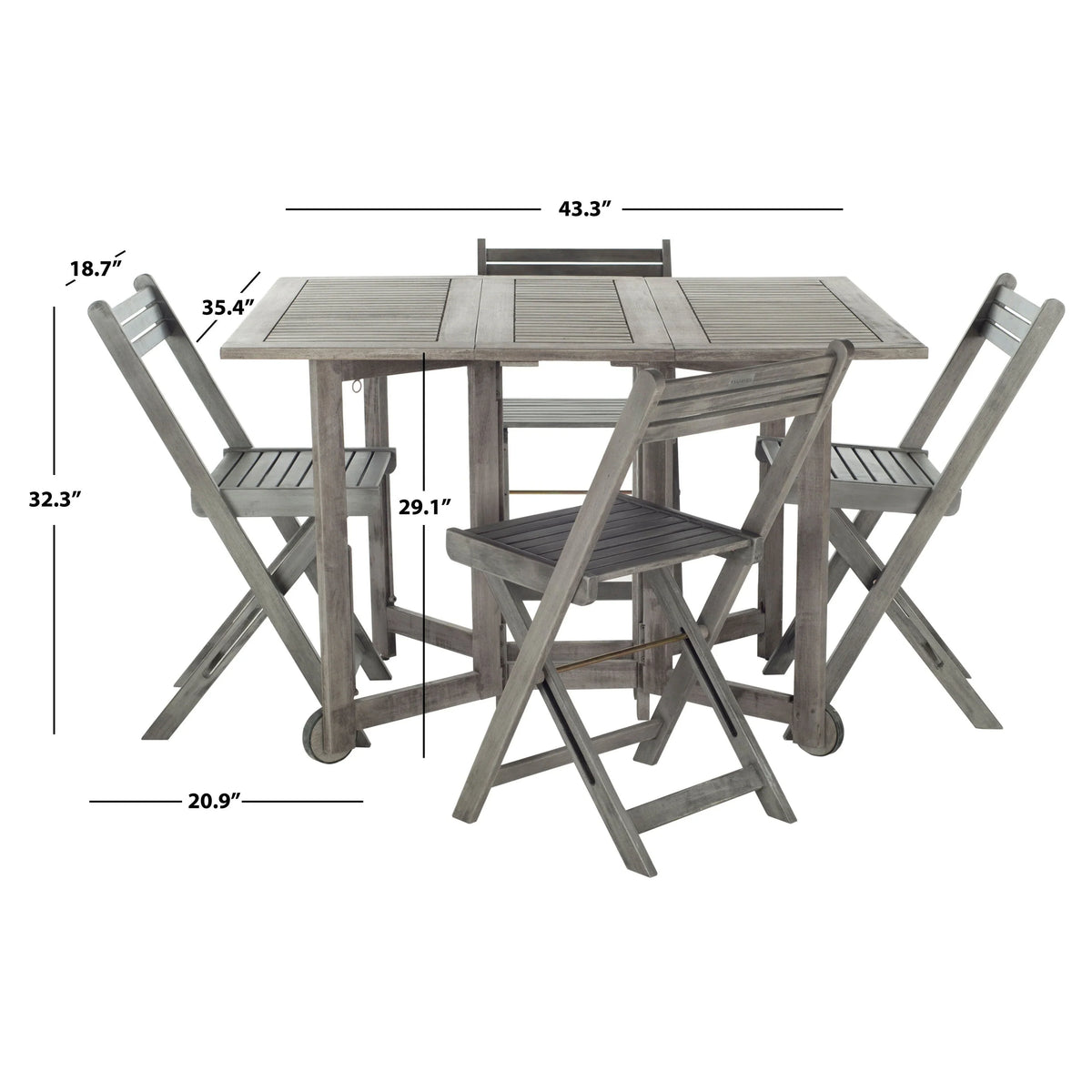 Zestaw mebli ogrodowych SAFAVIEH Outdoor Brandy, 5-częściowy stół jadalniany – 109 szer. x 89 gł. x 74 wys. cm
