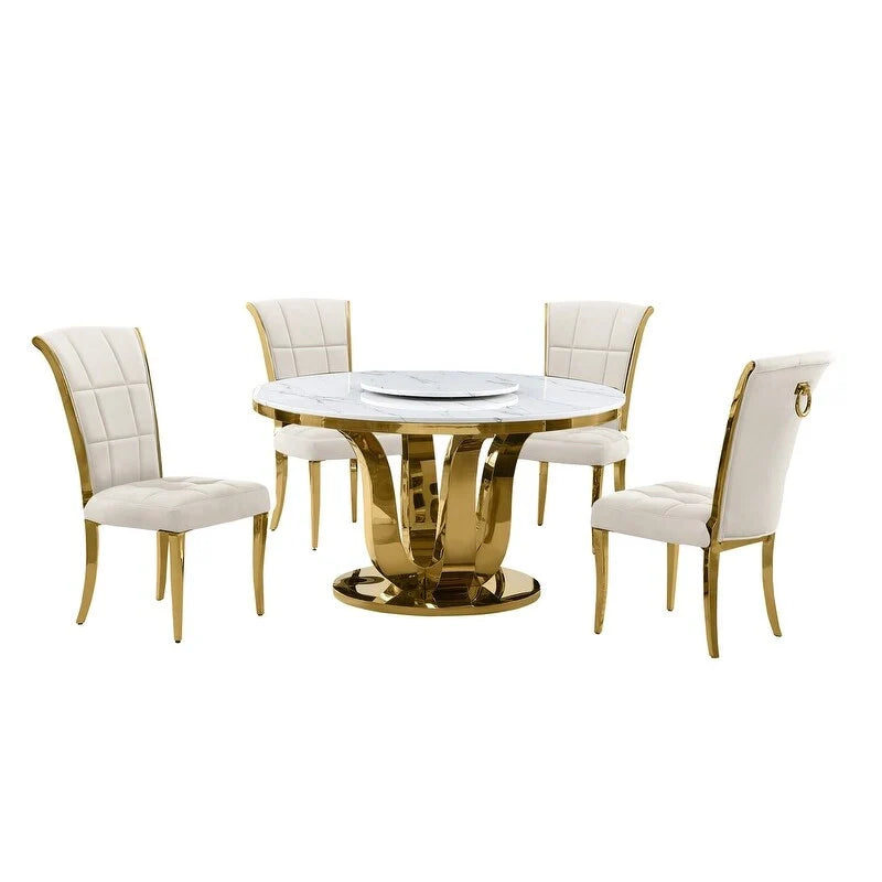 Best Quality Furniture D325-SC324-7 5-teiliges rundes Esszimmer-Set