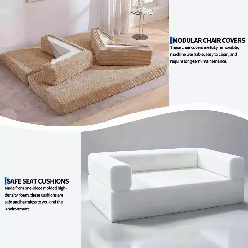 80.7 5-in-1 Convertible Sleeper Sofa Bed â€?Corduroy, 1200 lbs, No Assembly