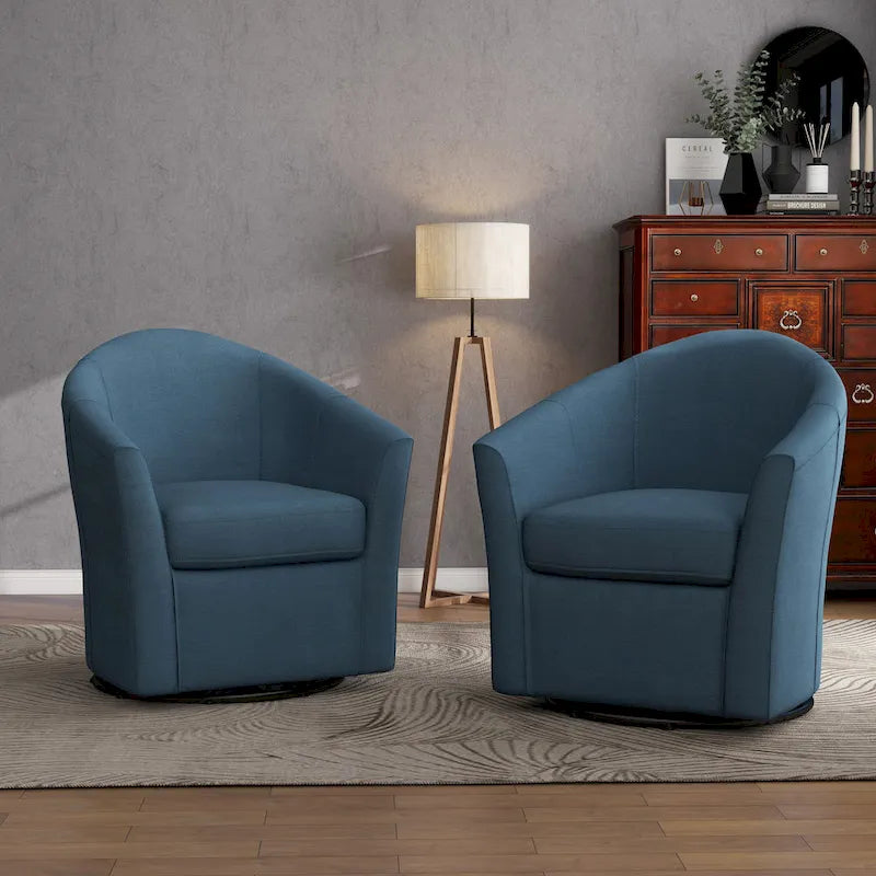 Set van 2 moderne gestoffeerde draaibare kuipstoelen voor de woonkamer