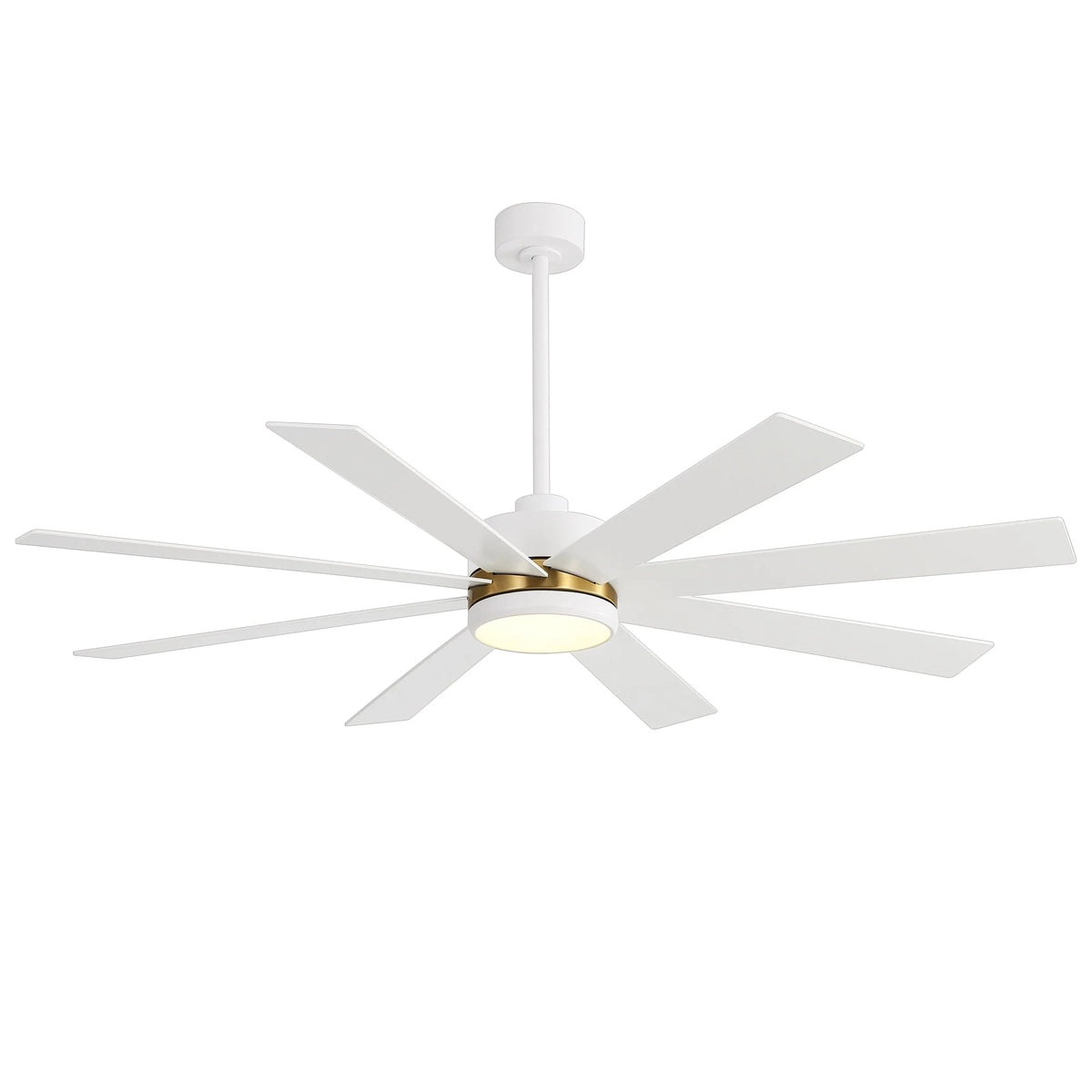 Ventilateur de plafond noir de 65 po à 8 pales avec lumière et télécommande