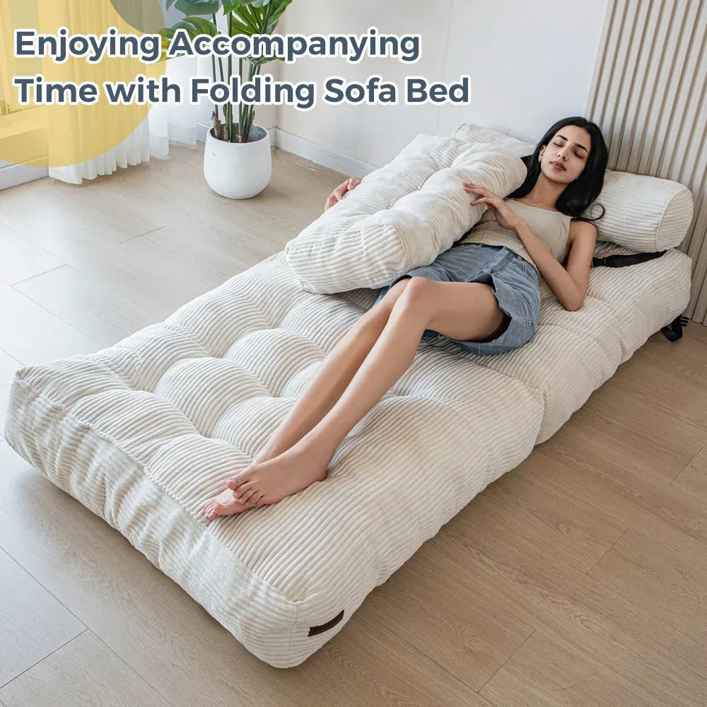 Sofá-cama dobrável de bombazina 8, individual