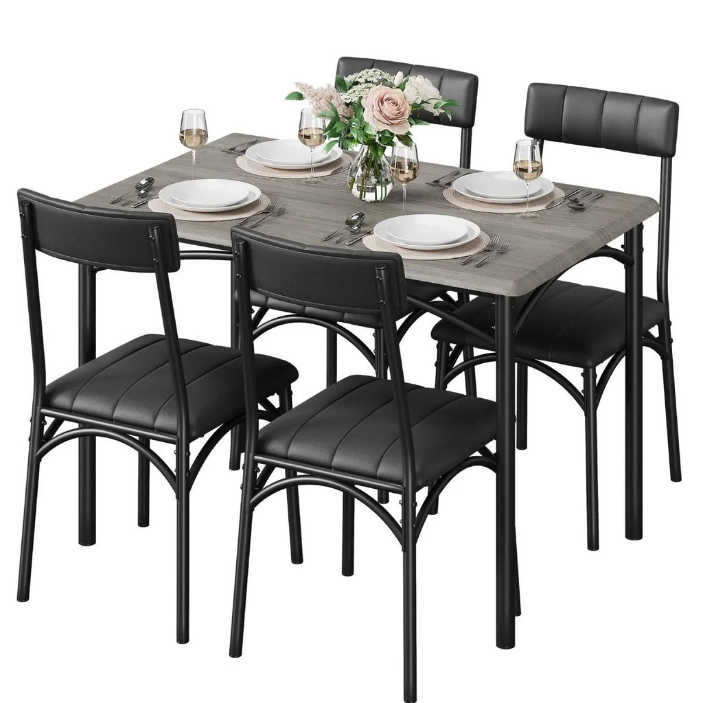 Rectangular Dining Table Set for 4 with Upholstered Chairs