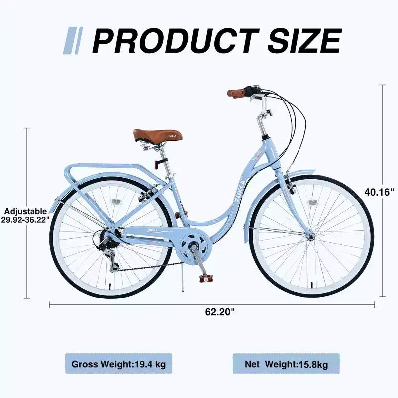 Bicicleta feminina Zeus & Ruta de 24-Inch com 7 velocidades e quadro de aço